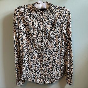 Anthropologie Maeve Katia Leopard Blouse Size XS Button Down